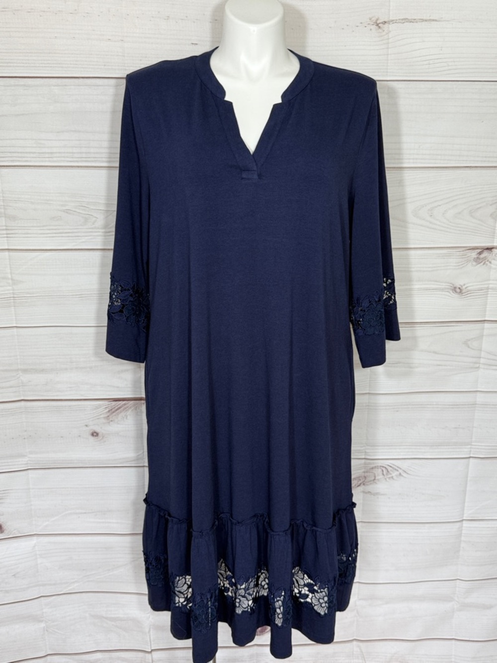 NWT Chico's Midnight Blue Floral Cutout Dress Size Chico’s 4/20/22